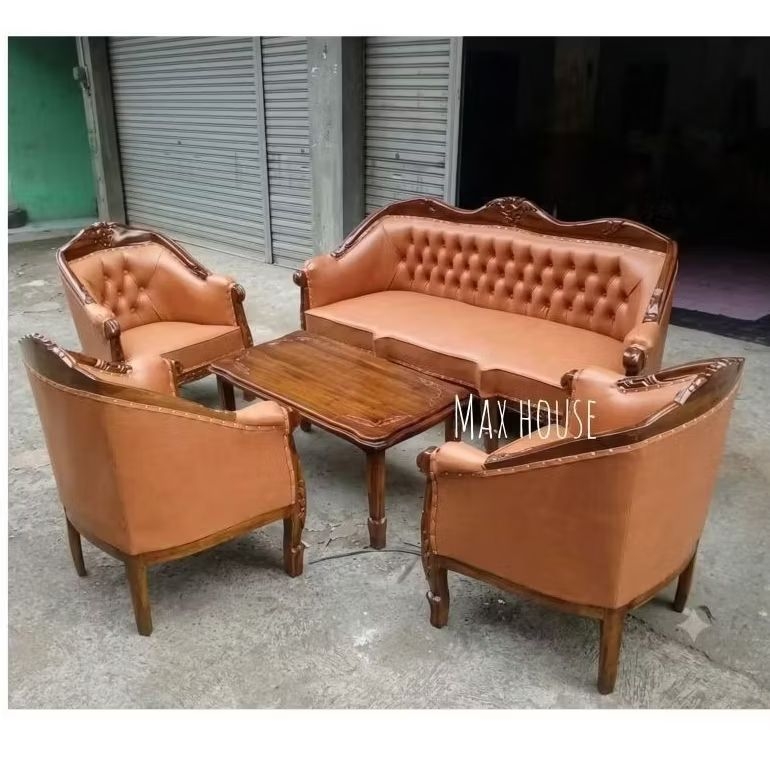 1 Set Sofa Kayu Jati  Louis 3111 + 3 Meja / Sofa Louis  Jati 3111 + Meja / Sofa Tamu Kayu / KURSI TA