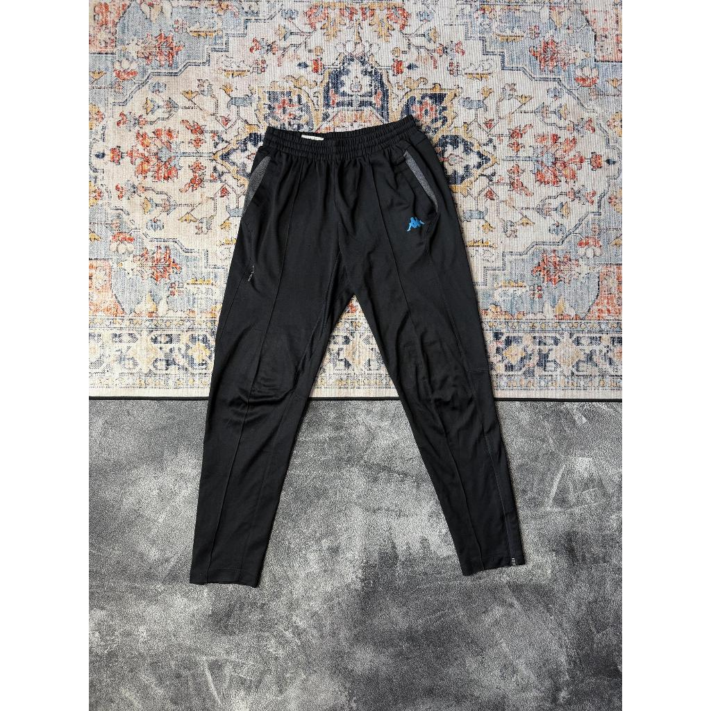 Kappa Celana Trackpant Nylon S Hitam Training Panjang Balon Parasut Outdoor Gym Lari Olahraga