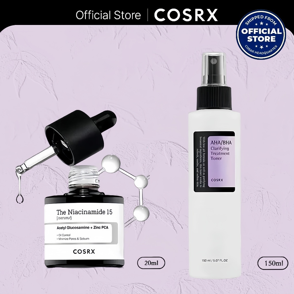 COSRX The Niacinamide 15 Serum, Size - 20ml+COSRX AHA/BHA Clarifying Treatment Toner - 150 ML