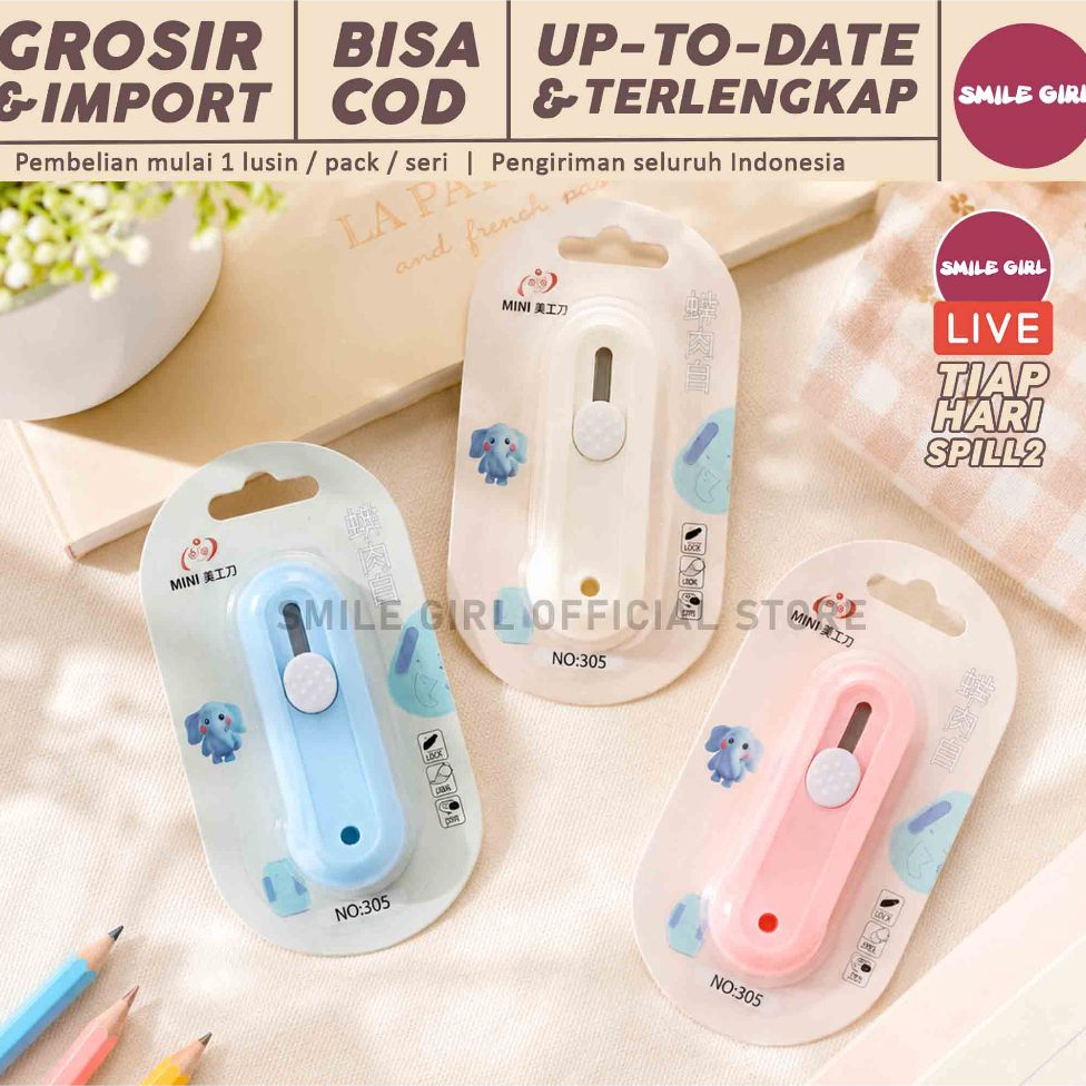 SG | PUSAT GROSIR | 24-72 PCS - ATK Mini Cutter Portable / Kelengkapan Alat Tulis Sekolah Anak