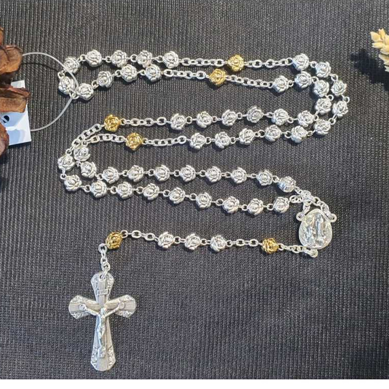 Rosario Metal Berbentuk Mawar  Devosi  Katolik