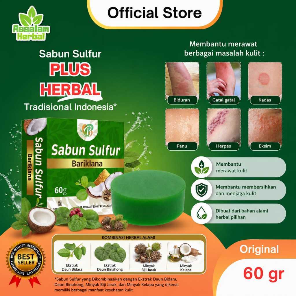 SABUN GATAL Sabun Sulfur Gatal Eksim Scabies Panu Kadas Kurap Penyakit Kulit Lainnya BPOM - 60 GR