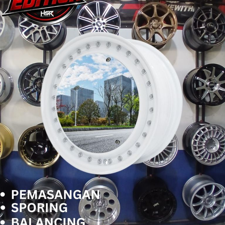VELG MOBIL RING 14 HSR MIRROR RING 14 LEBAR 55 LOBANG BAUT 4 ET35 GLOSSY WHITE