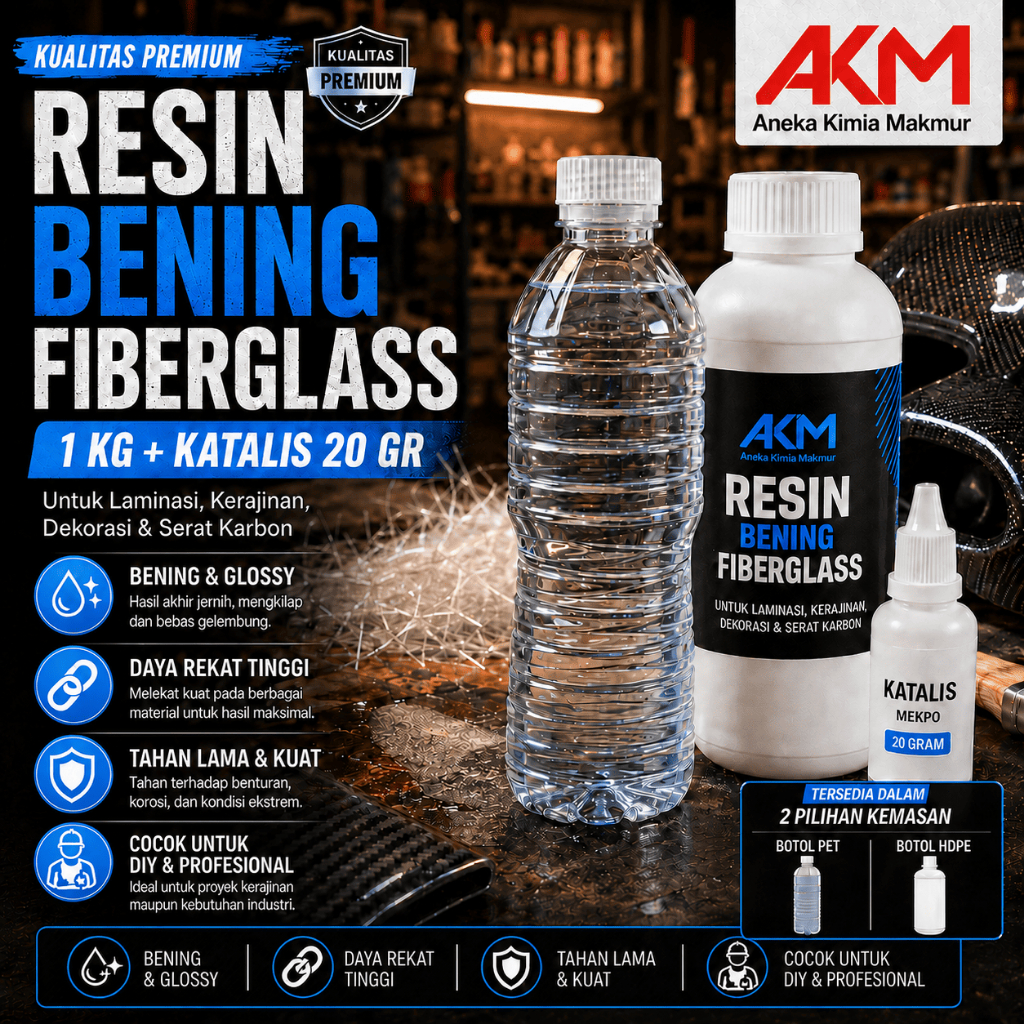 Resin Bening Fiberglass / Resin Polyester Transparan / Resin FRP untuk Mat Fiberglass, Kapal, Body M