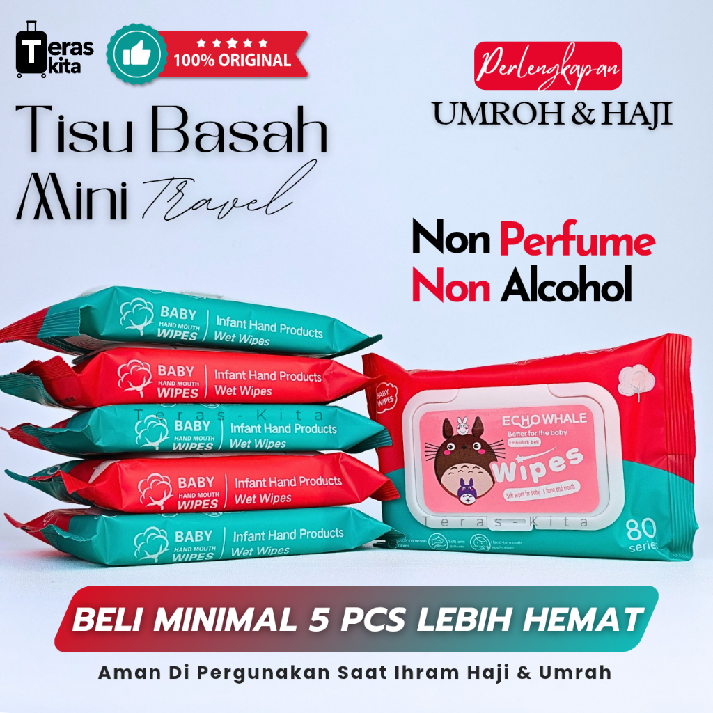 Tisu Basah Haji Umroh 80 Lembar Tanpa Wangi Parfum & Alkohol Premium Quality