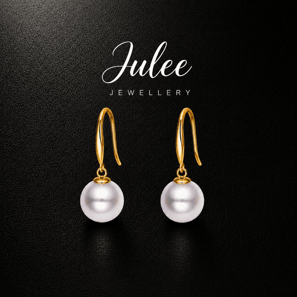 JULEE Anting-anting Emas 18K 750, Anting-anting Emas Mutiara, Perhiasan Anting-anting Emas Murni, 1,