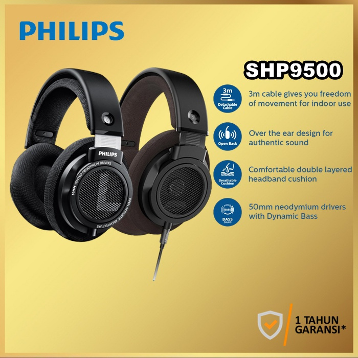 Philips SHP9500 SHP 9500 The Freddie Century 9000 Series Wired Open-Back Headphones SHP9500CY