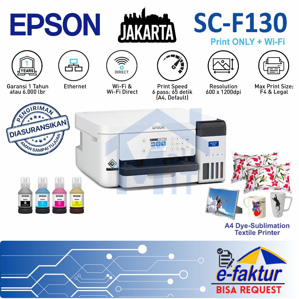 MALLIT EPSON Printer Surecolor SC-F130 Epson Surecolor F130 Sublimation Printer A4 Garansi Resmi Jak