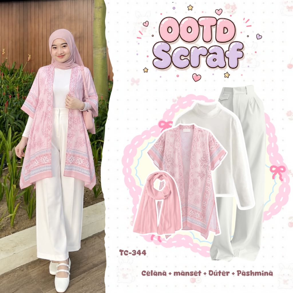 One Set outer scarf ceruty shawl / cardigan outer pantai Blazer Kondangan Wanita Hijab Pashmina Oute