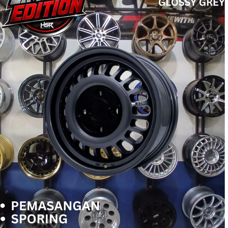 VELG MOBIL RING 14 HSR BSI RING 14 LEBAR 6 LOBANG BAUT 4 ET36 GLOSSY GREY