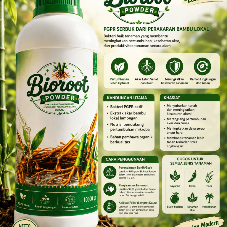 BioRoot Liquid PGPR 1000ml | Pupuk Hayati Cair PGPR Perakaran Bambu Lokal untuk Semua Jenis Tanaman