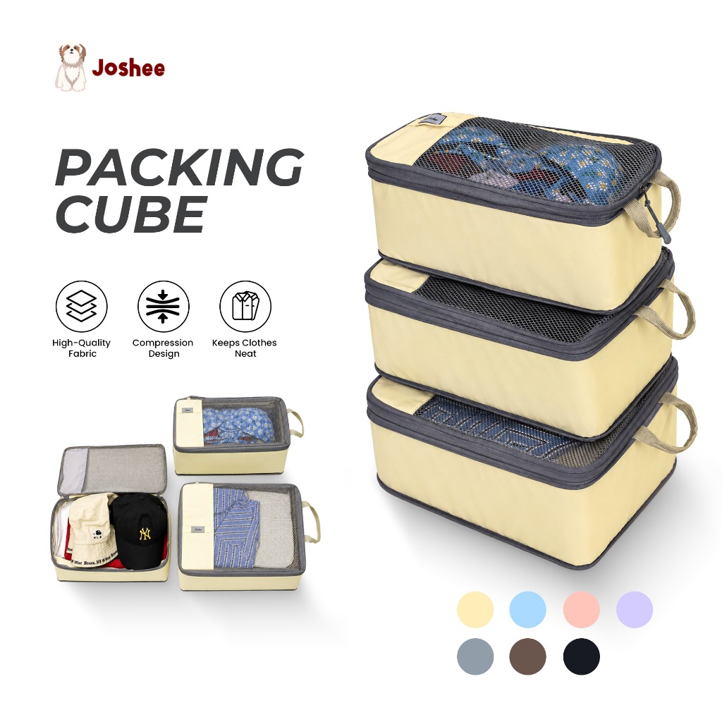 Joshee Packing Cubes 3 Set Expandable Lightweight Travel Organizer Luggage Suitcase