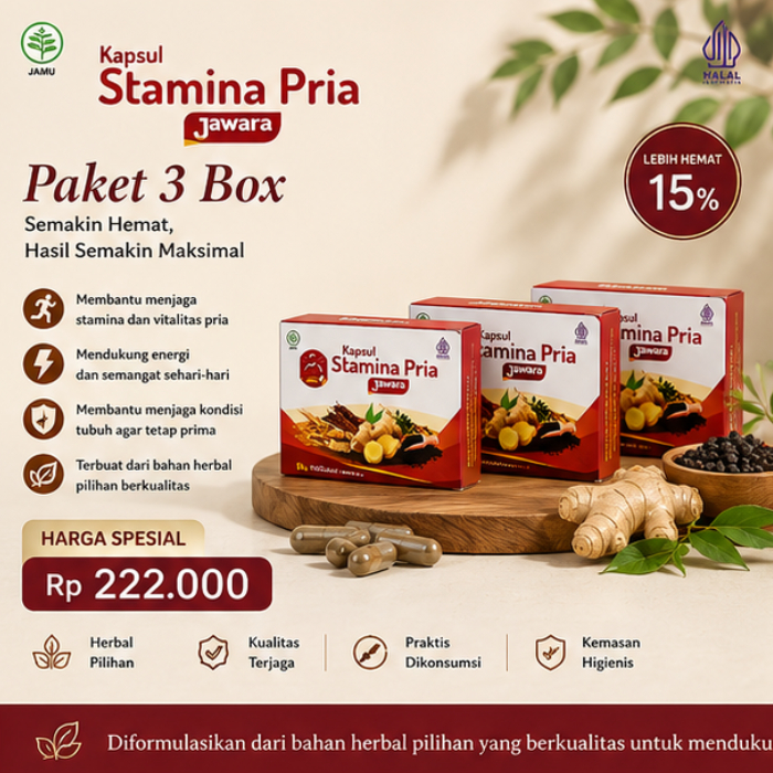 Paket 3 BOX Kapsul JAWARA ORIGINAL Terbuat dari bahan alami 100% Herbal