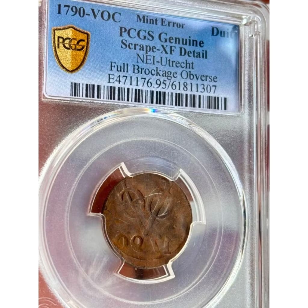 1790 VOC 1 Duit Utrecht Mint Error || Full Brockage Obvers || POP HIGHER 0 || 100% Asli Murah