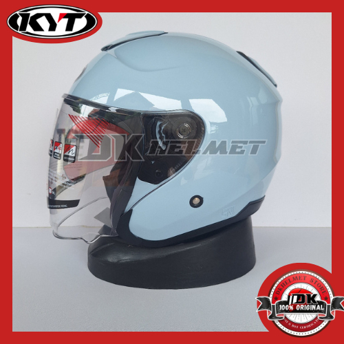 Helm Half Face KYT Kyoto R Solid Steel Blue Glossy Biru Muda Gloss Original