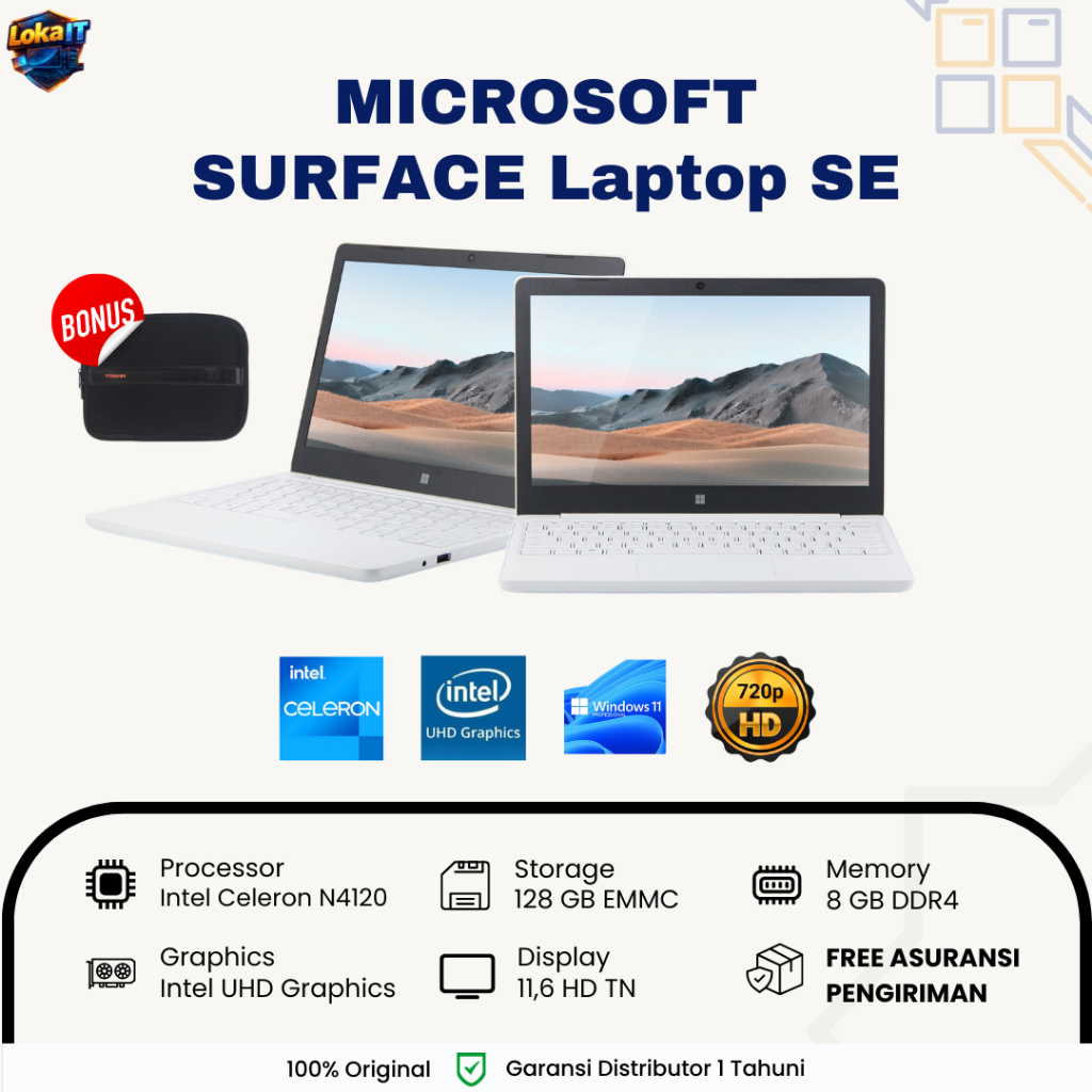 Laptop Microsoft Surface SE Celeron 8Gb/128Gb EMMc 11,6 Inch Windows 11 / Monza Grey / Laptop Sekola