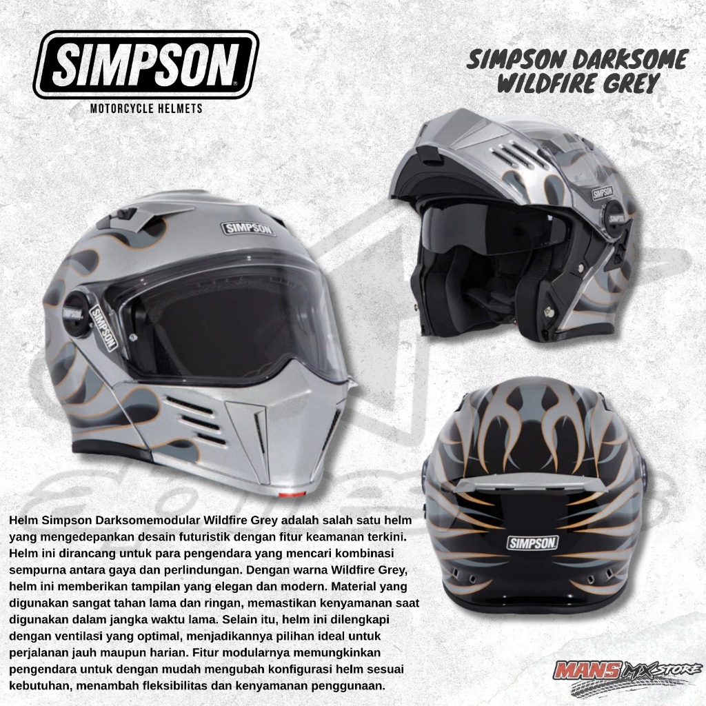 SIMPSON DARKSOME WILDFIRE GREY HELM SIMPSON MODULAR ORIGINAL