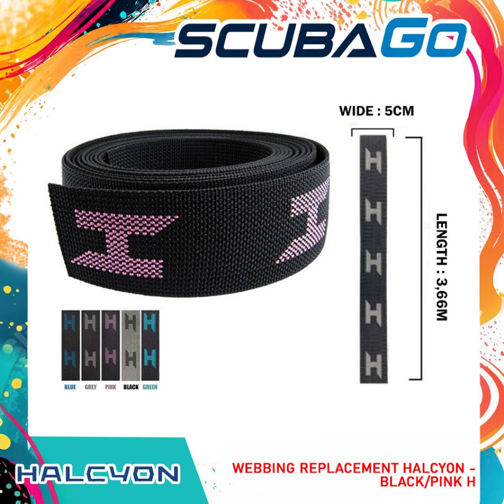 10.050.008 Webbing Replacement Halcyon For Secure Harness No Hardware Black/Pink Aksesoris BCD Selam