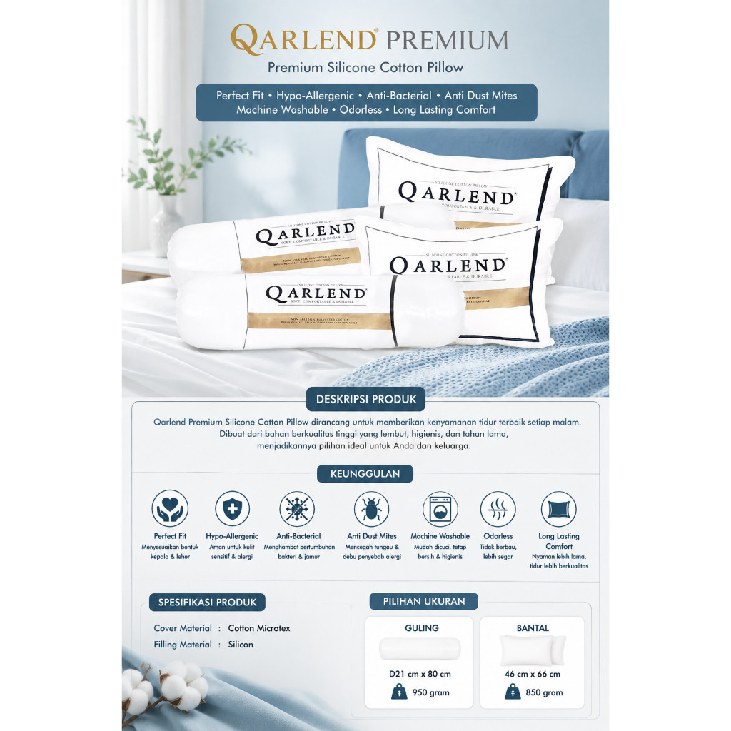 Bundle / Bantal Dacron / Guling Dacron / Bantal / Guling Qarlend Pontianak