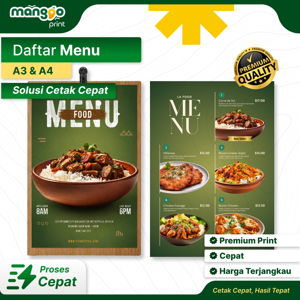 DAFTAR MENU UKURAN A3 & A4 LAMINATING II MENU RESTORAN II MENU MEJA
