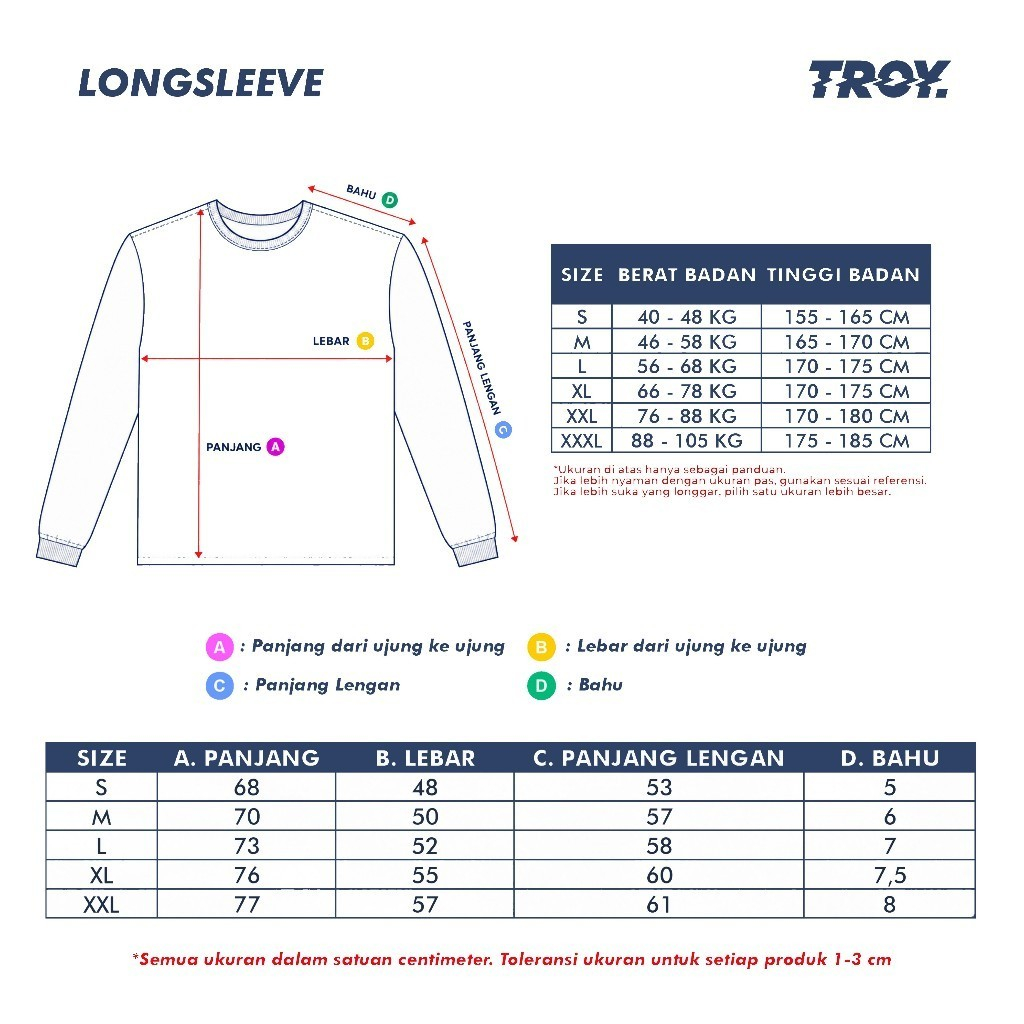 Troy Company Longsleeve T-Shirt Navy Astral - Kaos Pria Lengan Panjang Biru Navy LSD 3678