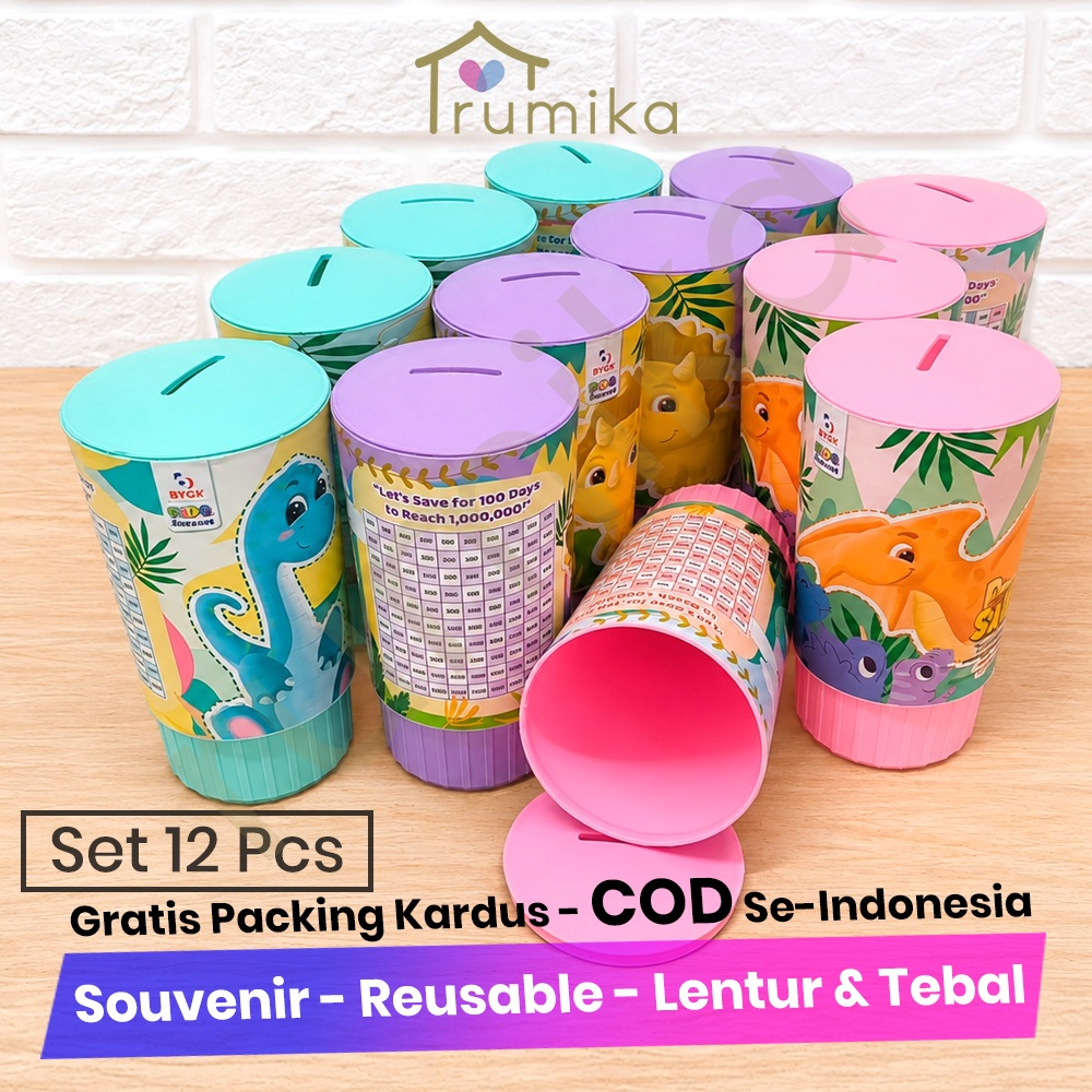 [ LUSIN ] Celengan Target Delano Smart Saver Thumbler Viral / Souvenir Ulang Tahun Celengan Koin Bis