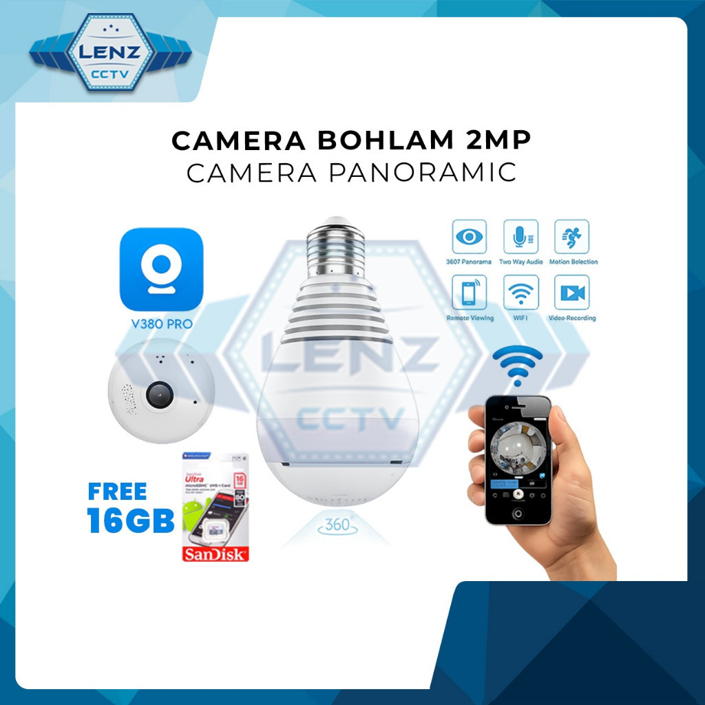 [FREE SDCARD 16GB] IP Camera Bohlam V380 / CCTV Bohlam V380