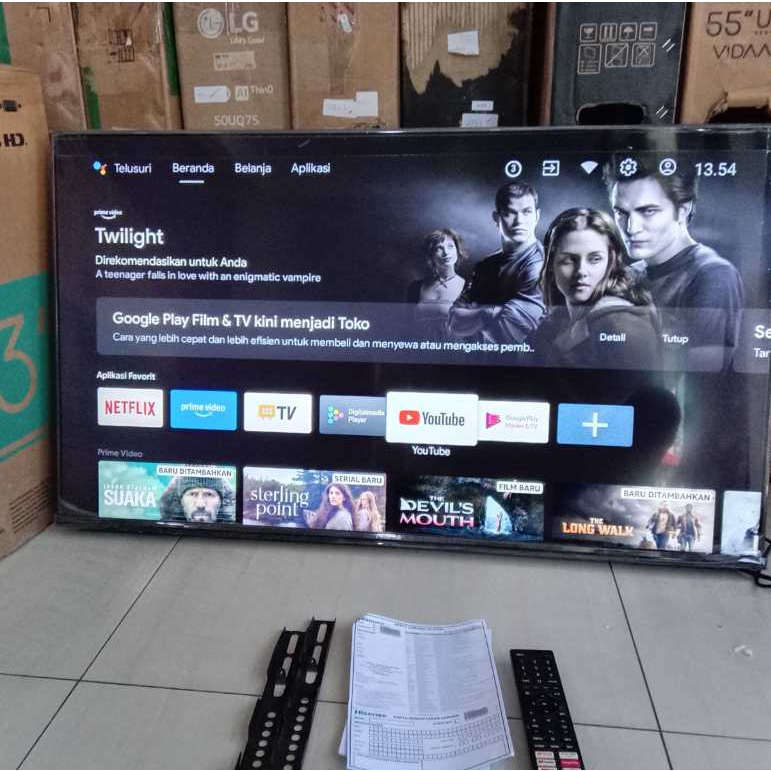 ANDROID TV LED HISENSE 43 INC SUDAH DIGITAL NETFLIX YOUTUBE KONDISI BEKAS MASIH SEGEL (357L)
