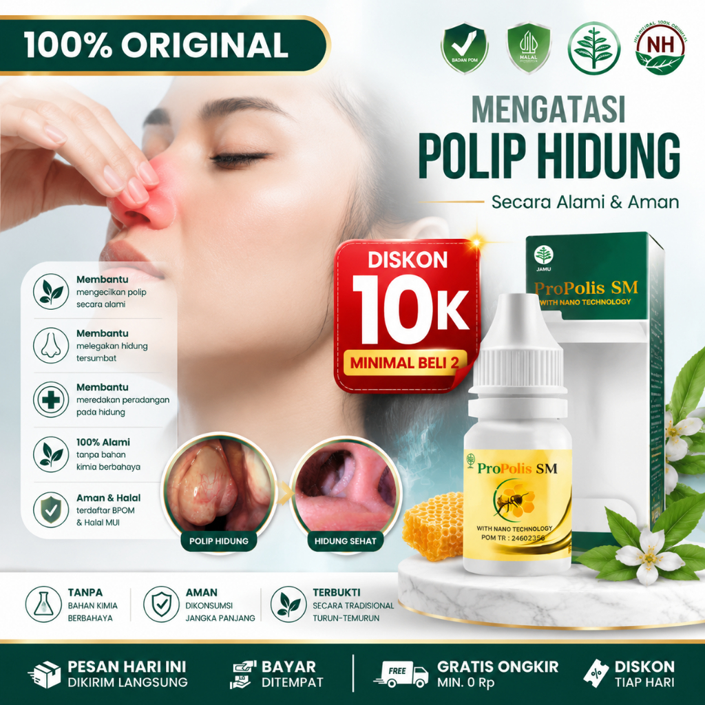 Obat Polip Hidung, Obat Hidung Tersumbat, Obat Hidung Mempet, Polip Menahun Pada Anak - Propolis 6ML