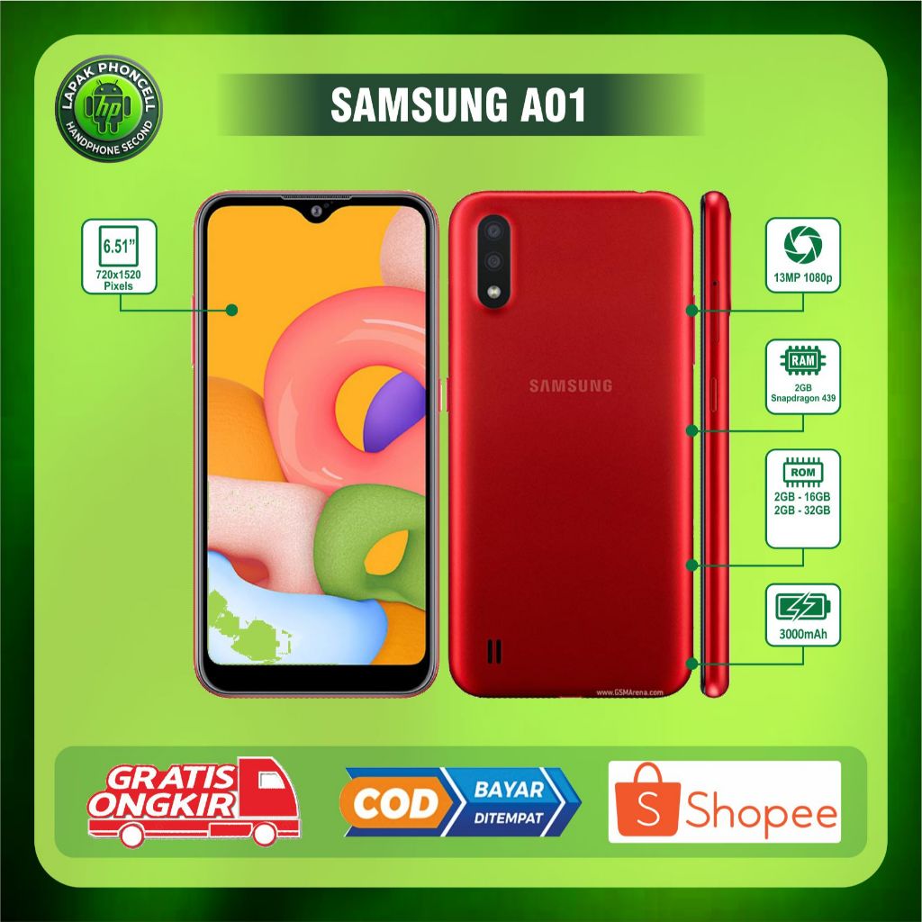 HP SAMSUNG GALAXY A01 RAM 2/16GB Second normal siap pakai