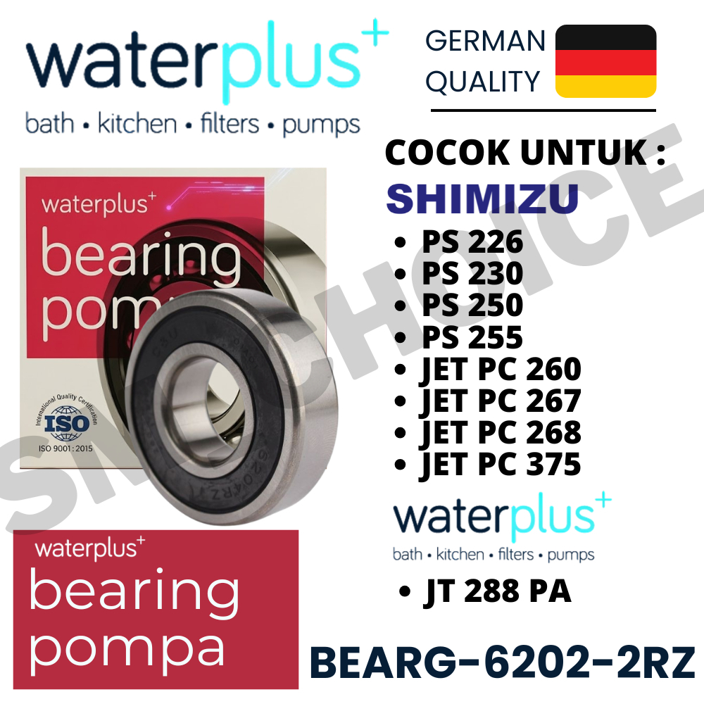 WATERPLUS LAHER BEARING 6202 2RZ BEARING WATERPLUS 6202 WATERPLUS BEARING 6202 2RZ