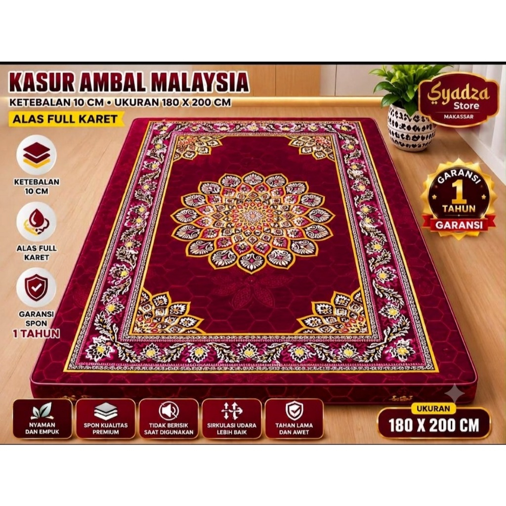 Karpet Busa Premium Tebal 10 cm [180 x 200] cm Kasur Malaysia 10cm Motif Turki Motif Arab Mewah
