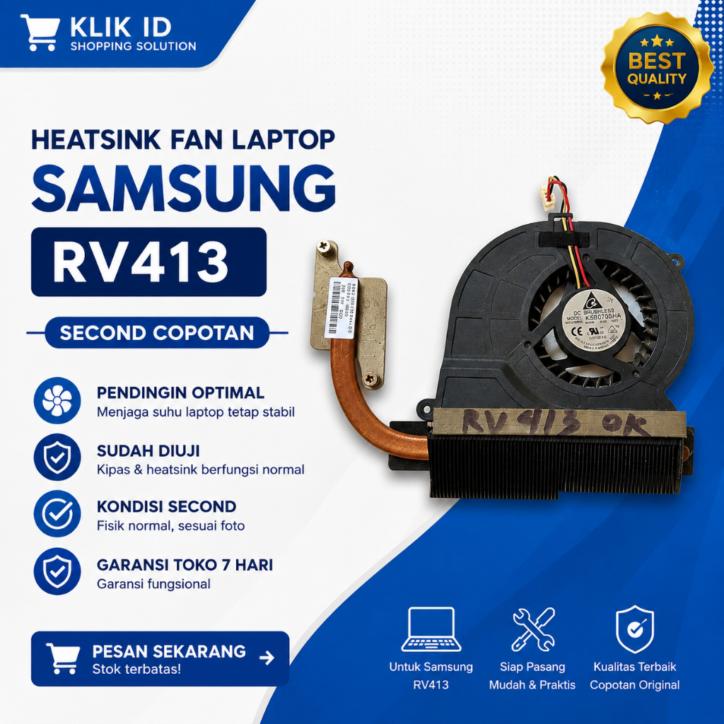 Heatsink Fan Samsung RV413 Original Second Copotan Kipas Cooler Laptop