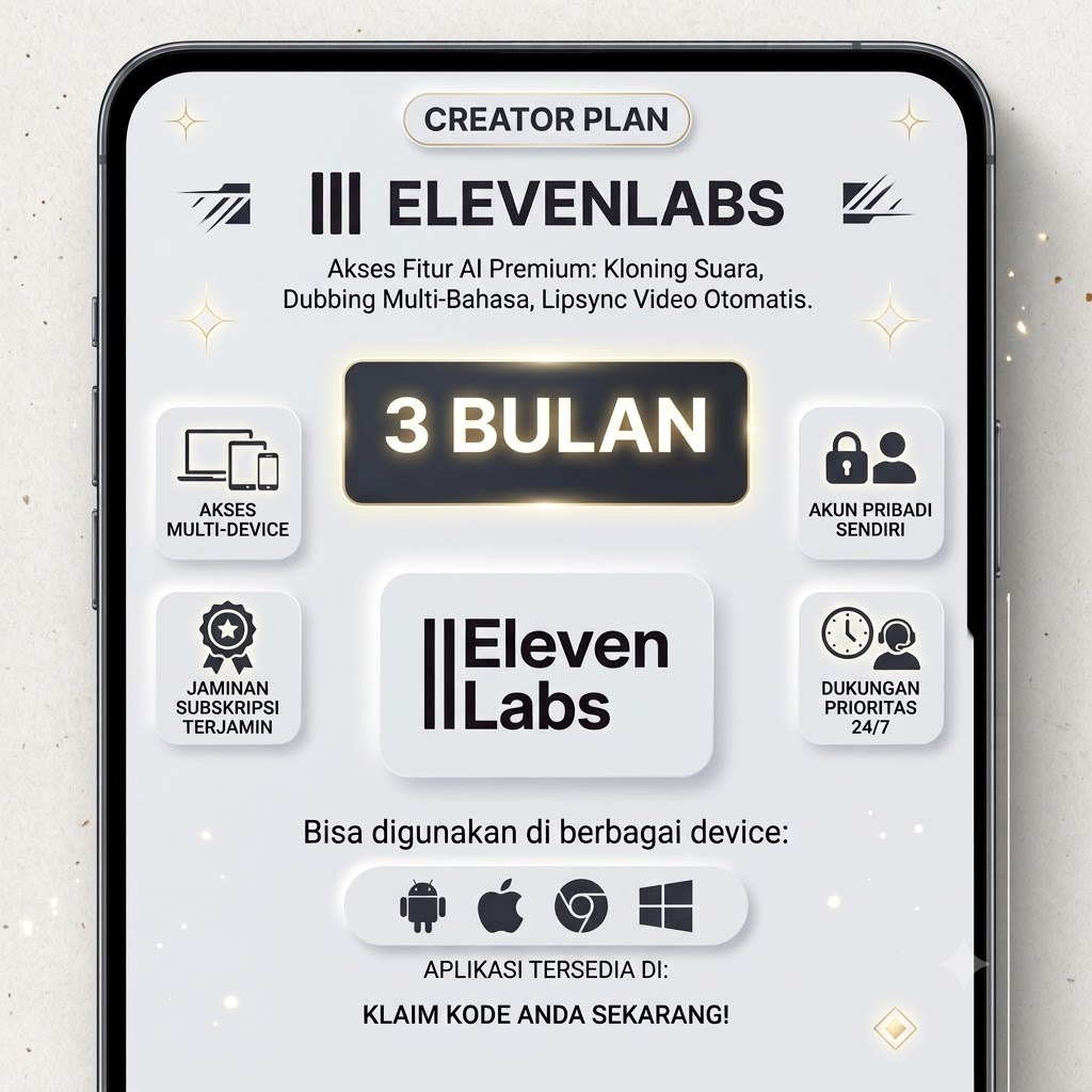 ElevenLabs Creator Plan 3 Bulan Garansi
