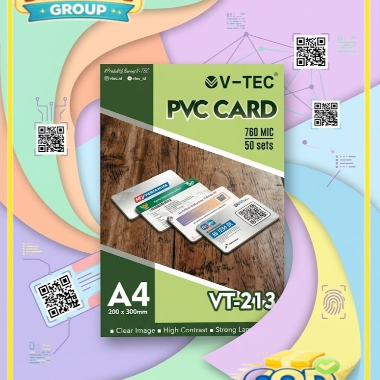 [1PAK/50LEMBAR] V-TEC PVC CARD 5 VT-213 ID CARD