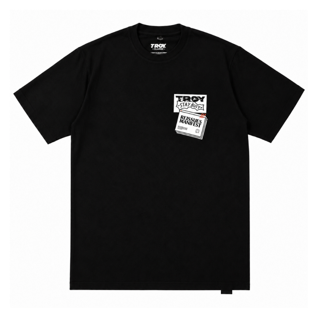 Troy Company T-Shirt Black Reissues Manifest - Kaos Pria Lengan Pendek Hitam MTD 2101