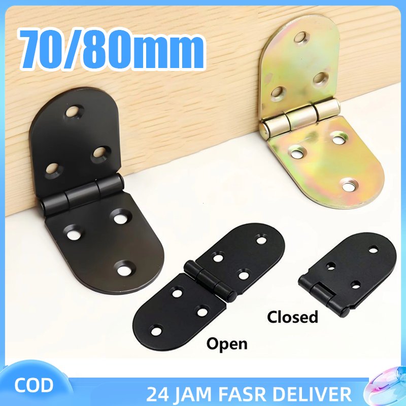 Isi 10 Engsel Lipat Tahan Aus Bahan Besi Engsel Oval Hitam Untuk Furnitur Kayu Engsel Oval Lipat Mej