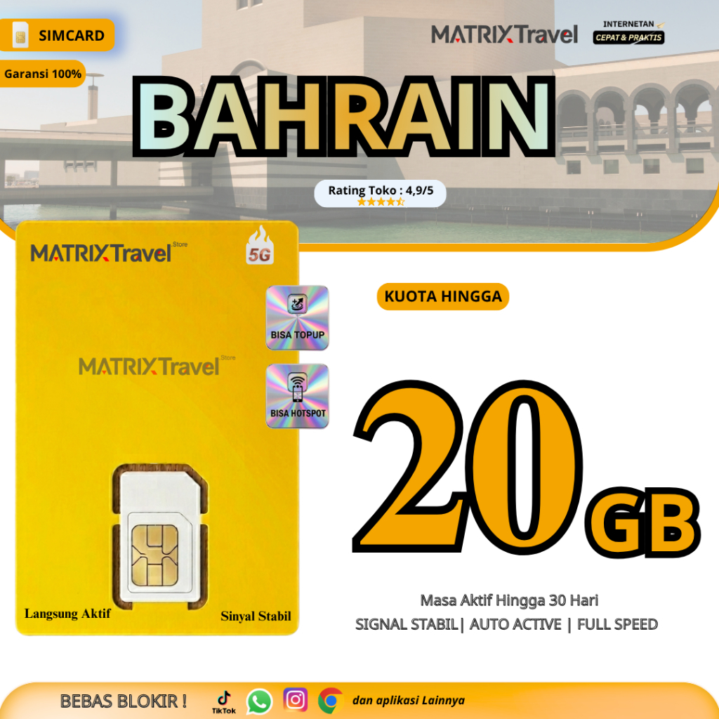 SIM CARD Bahrain Kuota Besar MATRIXTRAVEL | Internet Travel Data Roaming Manama STC Zain 5G