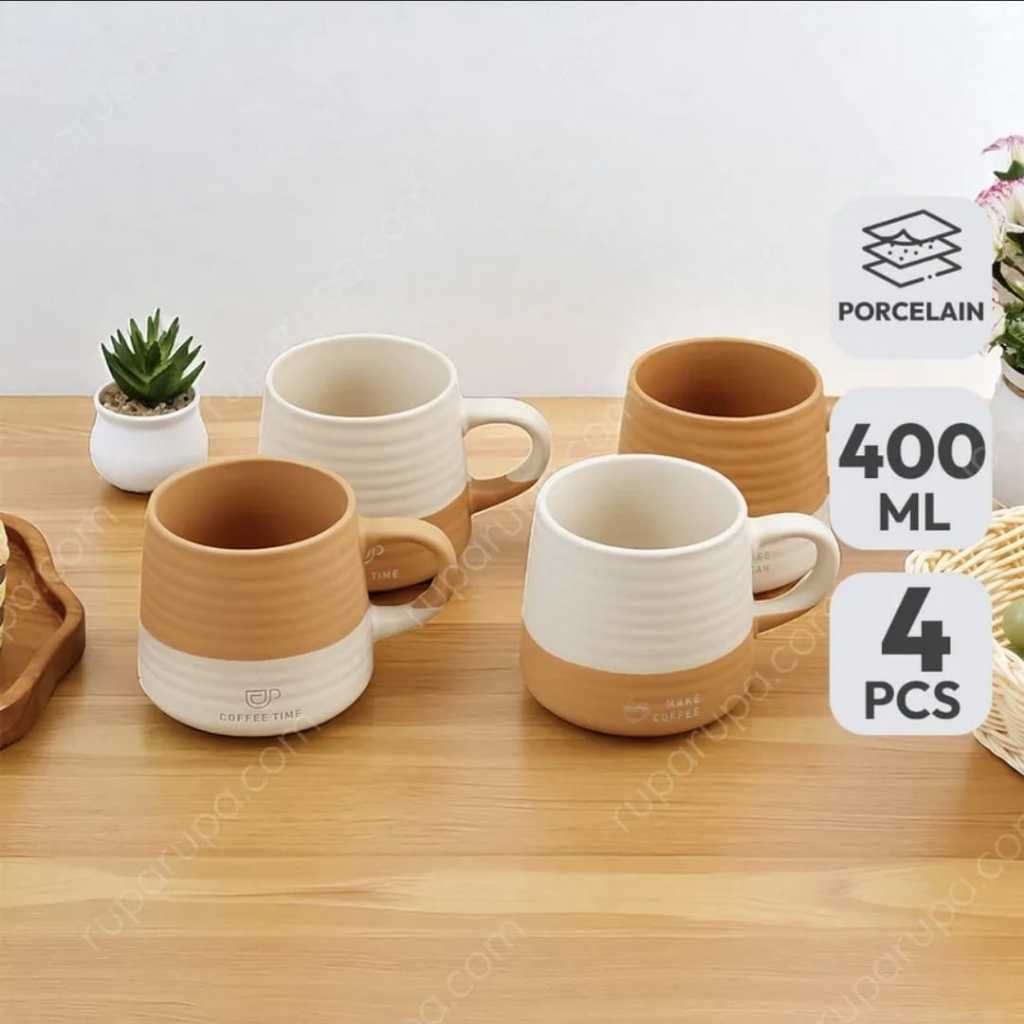 ( HARGA INCLUDE BUBBLE WRAP ) INFORMA MUG SET HAZEL 400ML (4) // GELAS MUG ISI 4 BY INFORMA // GELAS