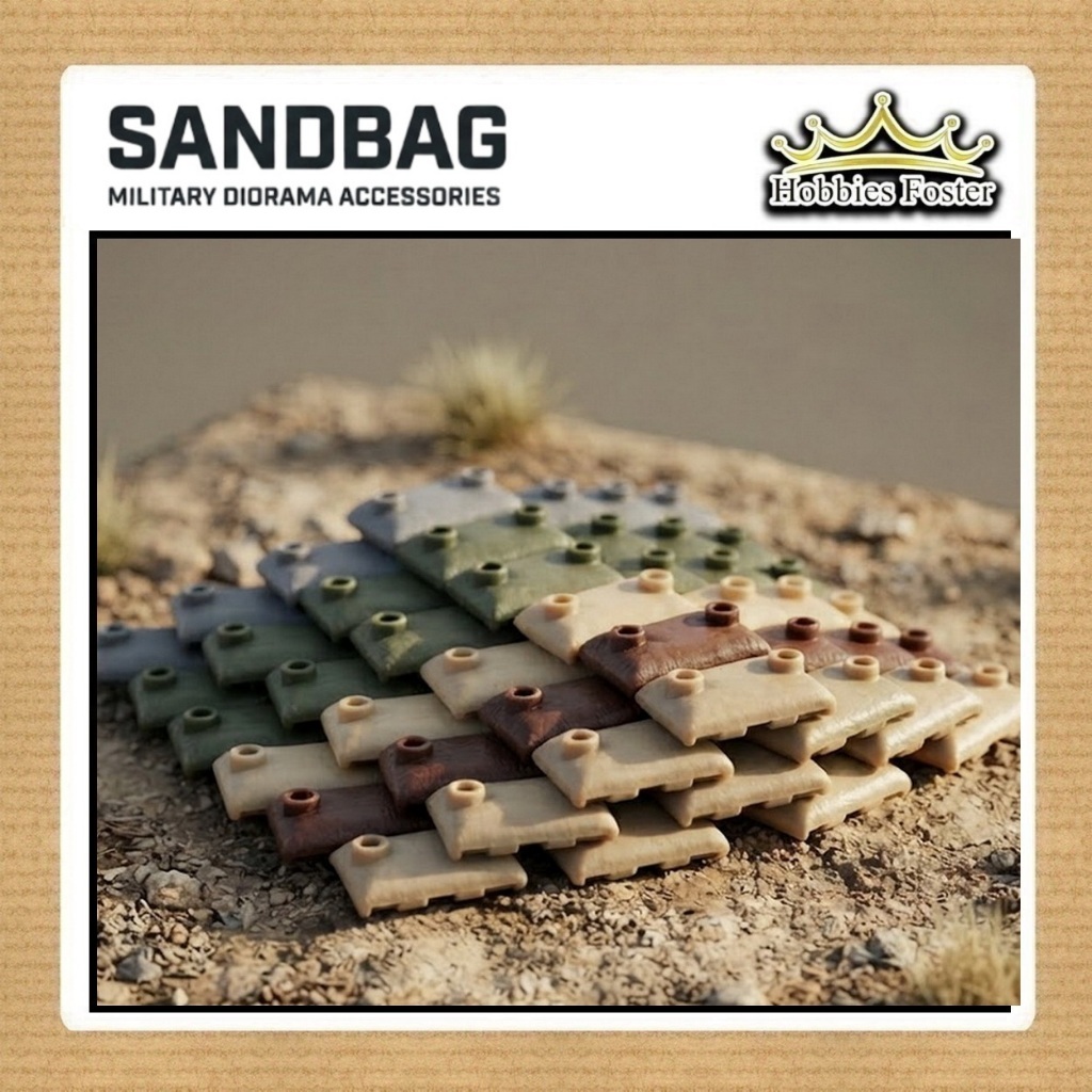 BRF Brick Sandbag / 10 pcs Karung Pasir - Aksesoris Miniatur Sand Bag Diorama Militer Acc Perang WW2
