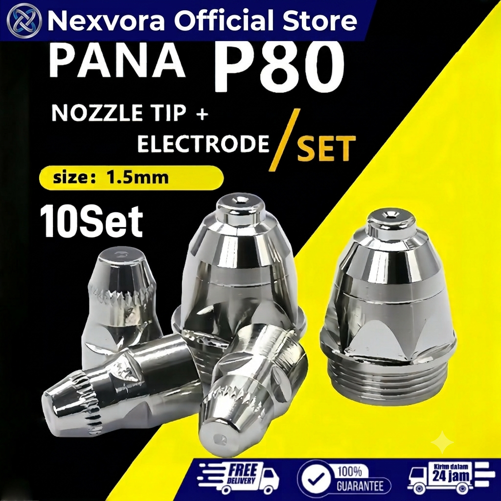 10Set 15mm Nozzle & Electrode Tip P80 Plasma Cutting Torch Consumable CUT80 CUT100