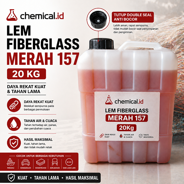 Lem Merah Fiberglass 157 20 Kg - Perekat Laminasi Coating Waterproof untuk Perahu Kapal Tangki Air K