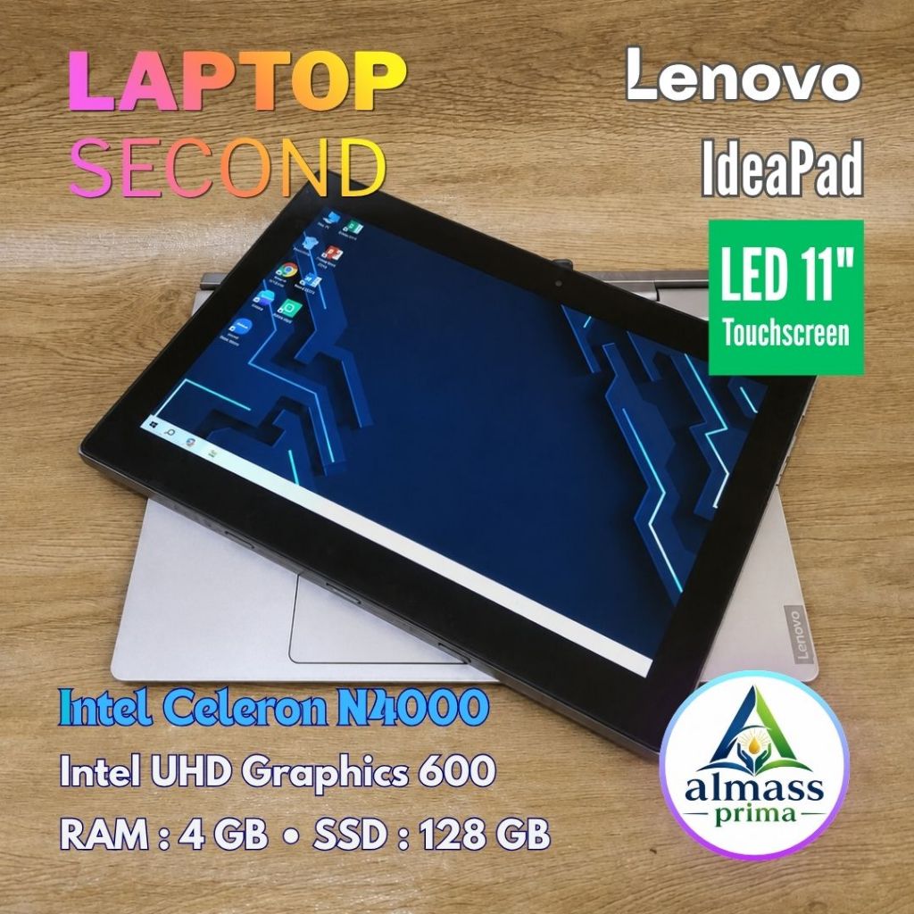Laptop 2 In 1 Lenovo IdeaPad D330  Intel Celeron N4000 RAM 4GB SSD 128GB Layar LED 11" Touchscreen (
