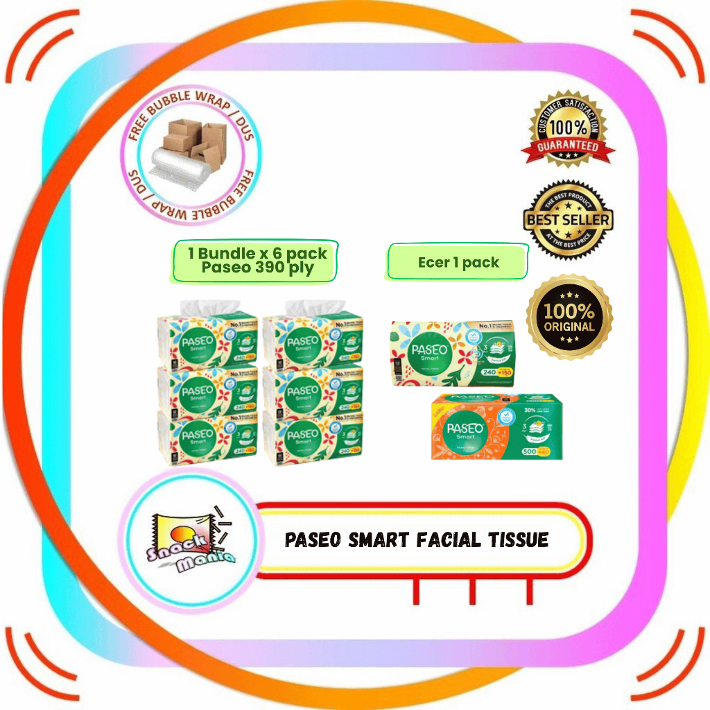 Paseo Smart Facial Tissue ~ 390 dan 540 Sheets 3 Ply Tisu Wajah
