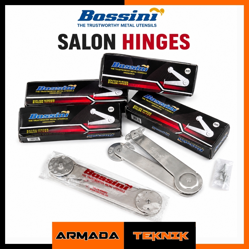 BOSSINI Engsel Salon Sikutan Jendela Dus Hitam / Merah 9 inch Stainless Steel tebal 2mm