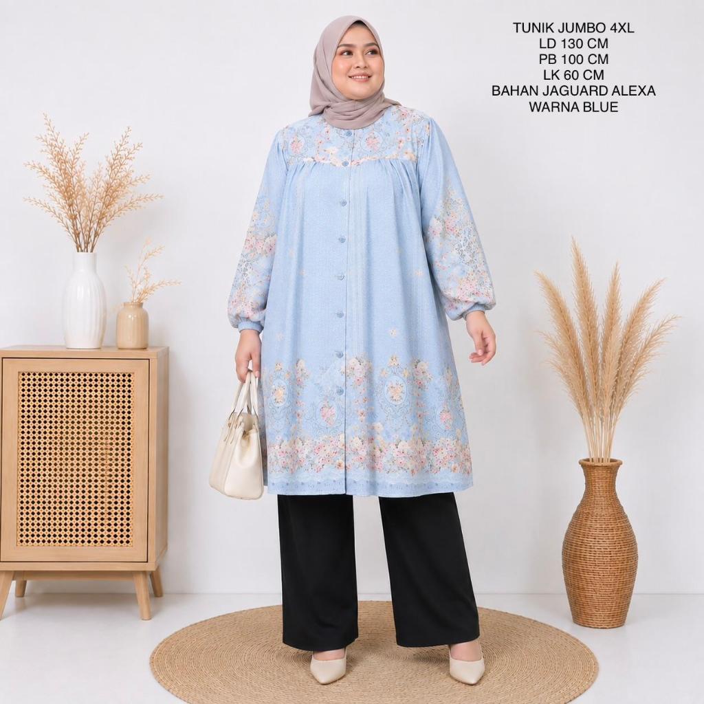 Tunik Jumbo Ld 130 Cm Bahan Motif Kekinian - Jane Tunik