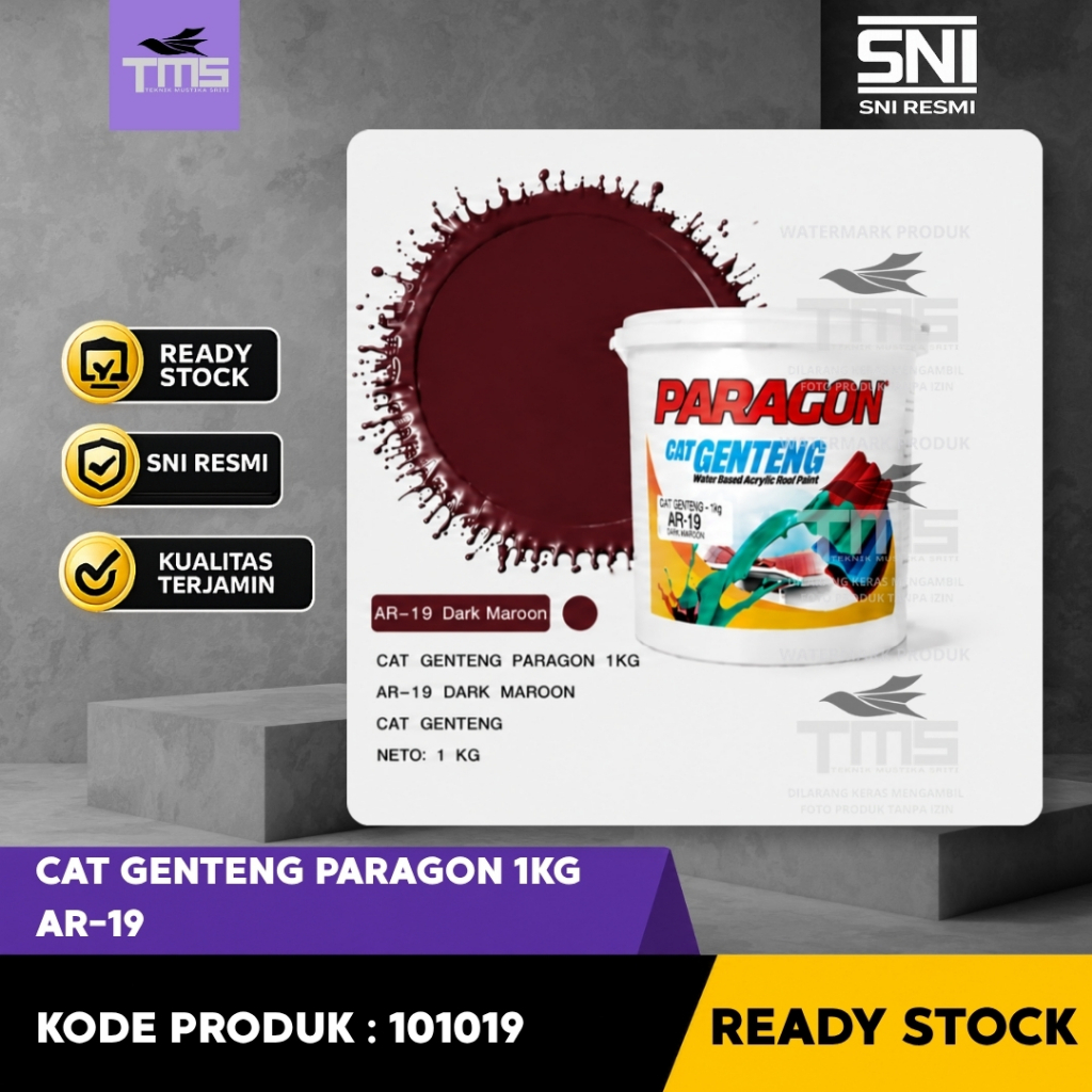 Cat Genteng Paragon 1KG AR-19 Dark Maroon Cat Atap Genteng Tahan Cuaca Warna Merah Marun Cat Genteng