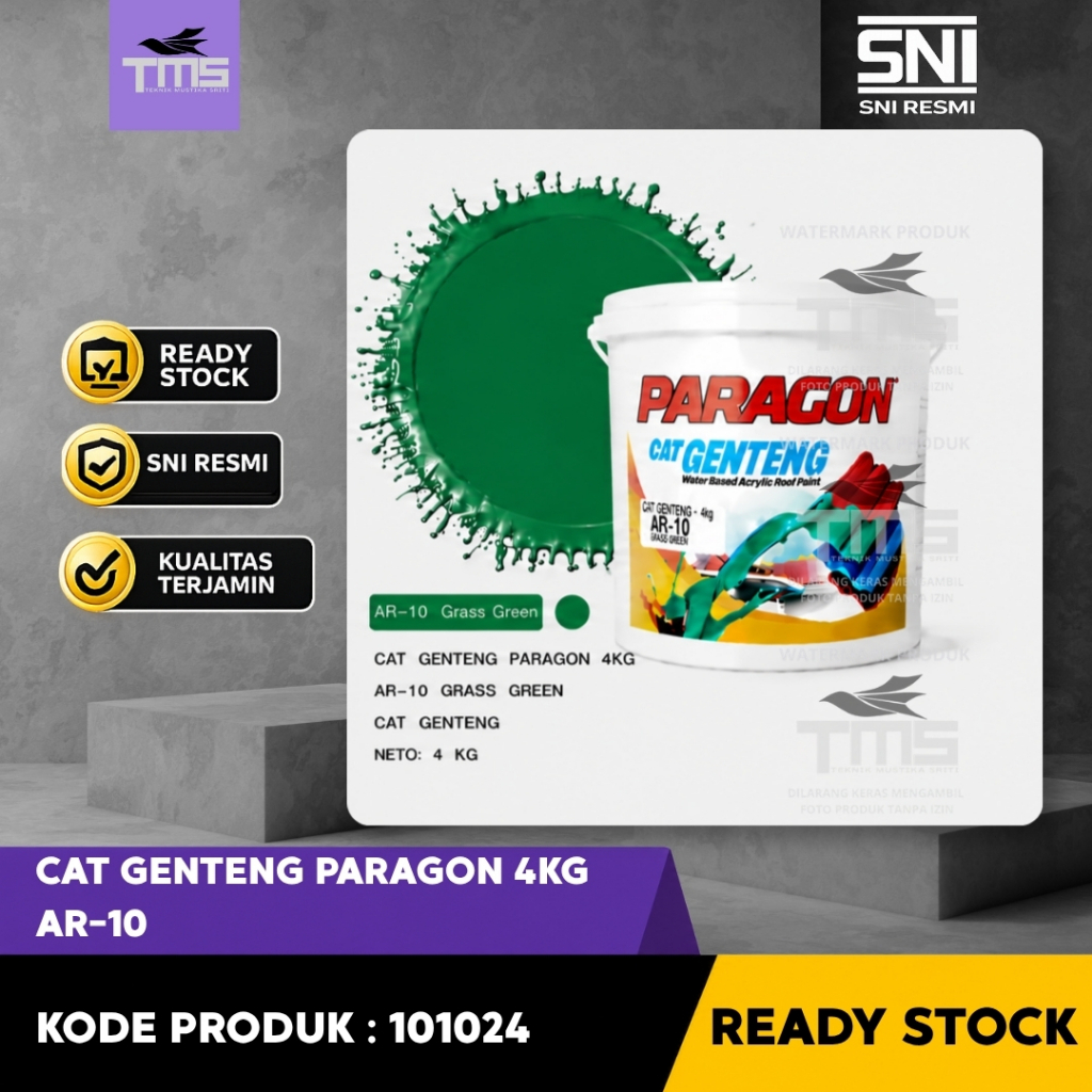 Cat Genteng Paragon 4KG AR-10 Grass Green Cat Atap Genteng Tahan Cuaca Warna Hijau Rumput Cat Genten