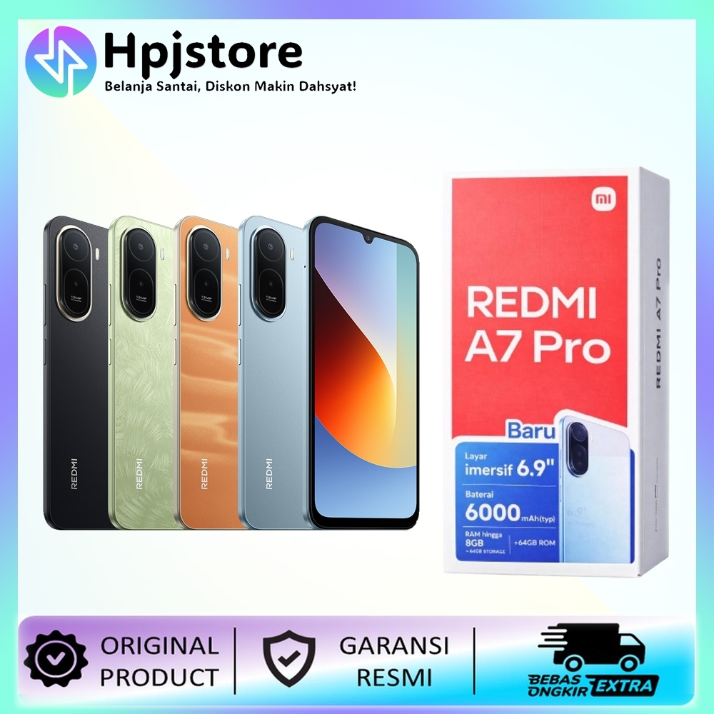 Xiaomi Redmi A7 pro - RAM 4+128 & 4/64GB - Layar besar 6,9"| 6.000 mAh 15W | Xiaomi HyperOS 3 - Gara