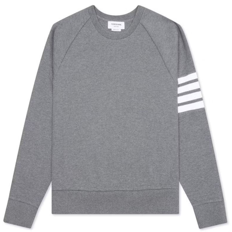 Thom Browne 4-Bar Waffle Sweatshirt Crewneck Jacket